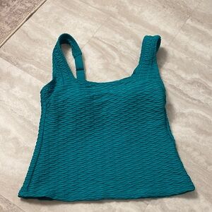 Lands' End Teal Textured Swim Top